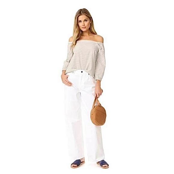 Madewell Indigo-Striped Jardin Off-the-Shoulder Peasant Top - Picture 8 of 16